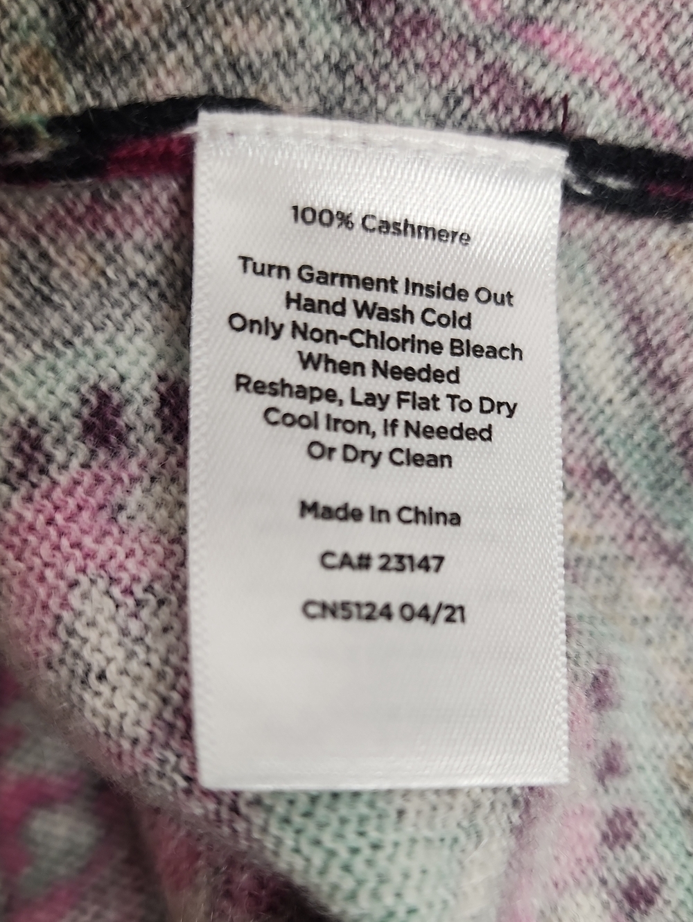 Talbots Petite XL Pure Cashmere SOFT Paisley Pullover - Pink Black Cream Accents - Picture 7 of 7